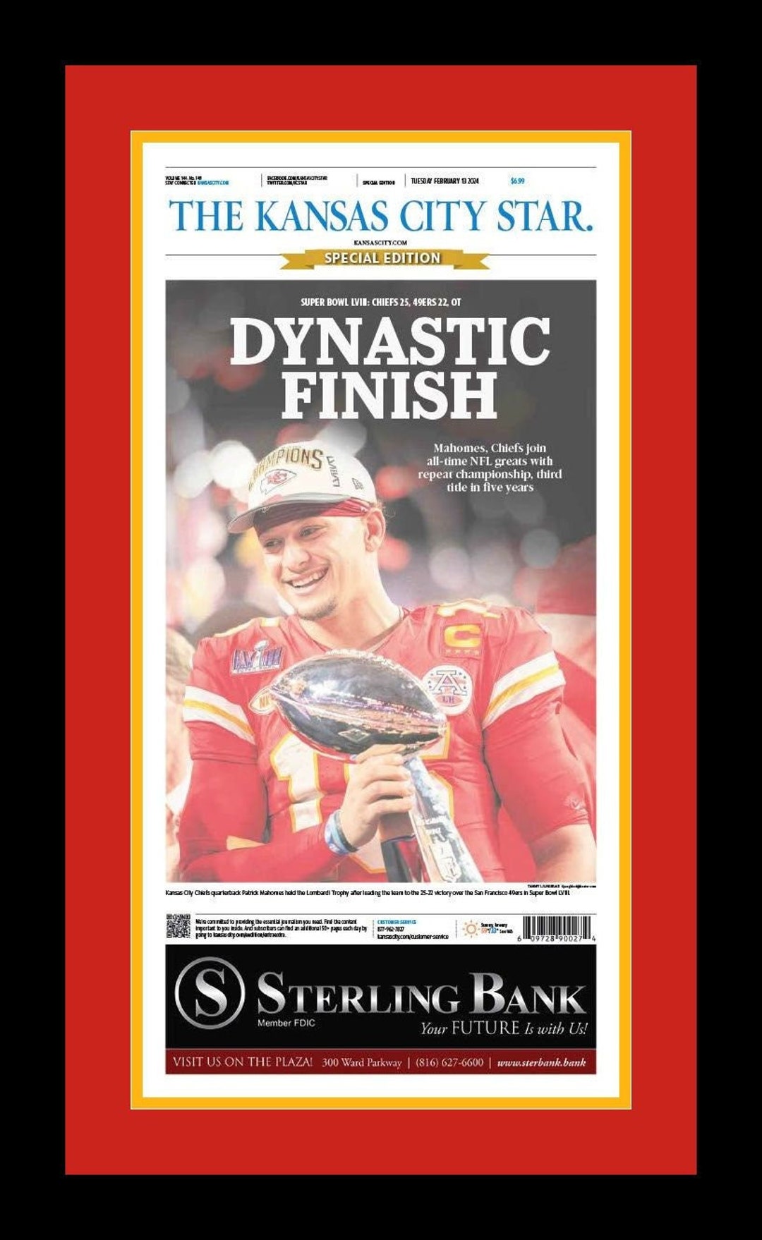 Kansas City Chiefs 2024 Super Bowl Title Star Newspaper