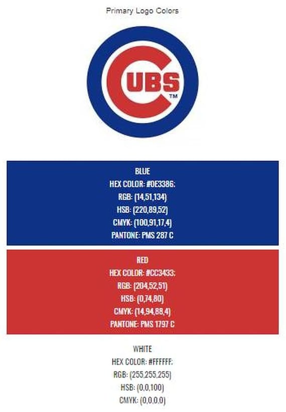 Chicago Cubs Color Codes Color Codes in Hex, Rgb, Cmyk, Pantone