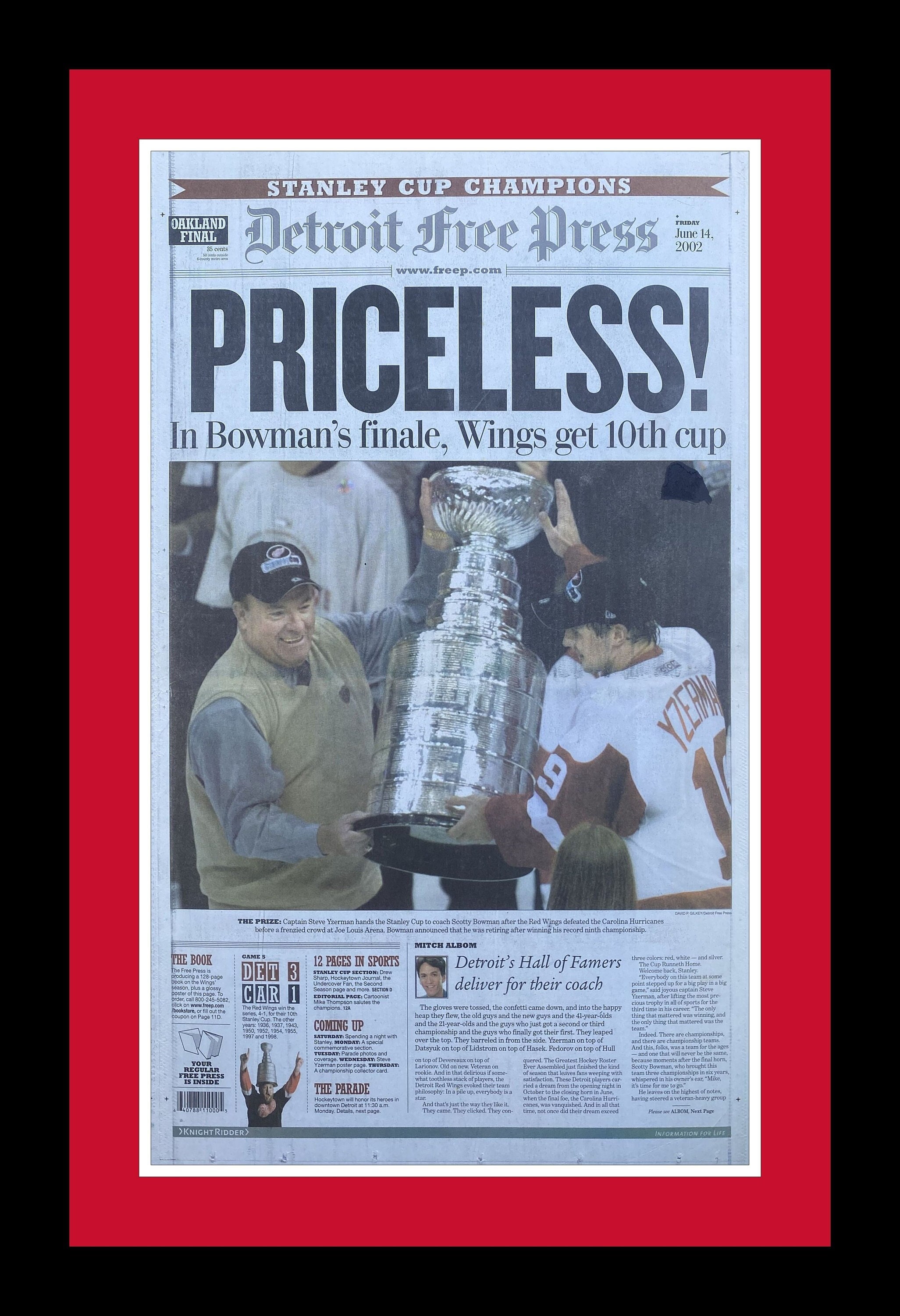 Hang 10 2002 Detroit Red Wings Detroit Free Press Stanley Cup