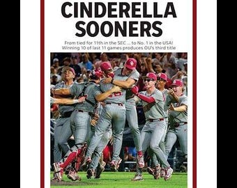 Oklahoma Baseball - 2026 NCAA College World Series - The Oklahoman - "Cinderella Sooners" - Double Matted & Framed in Authentic Team Colors