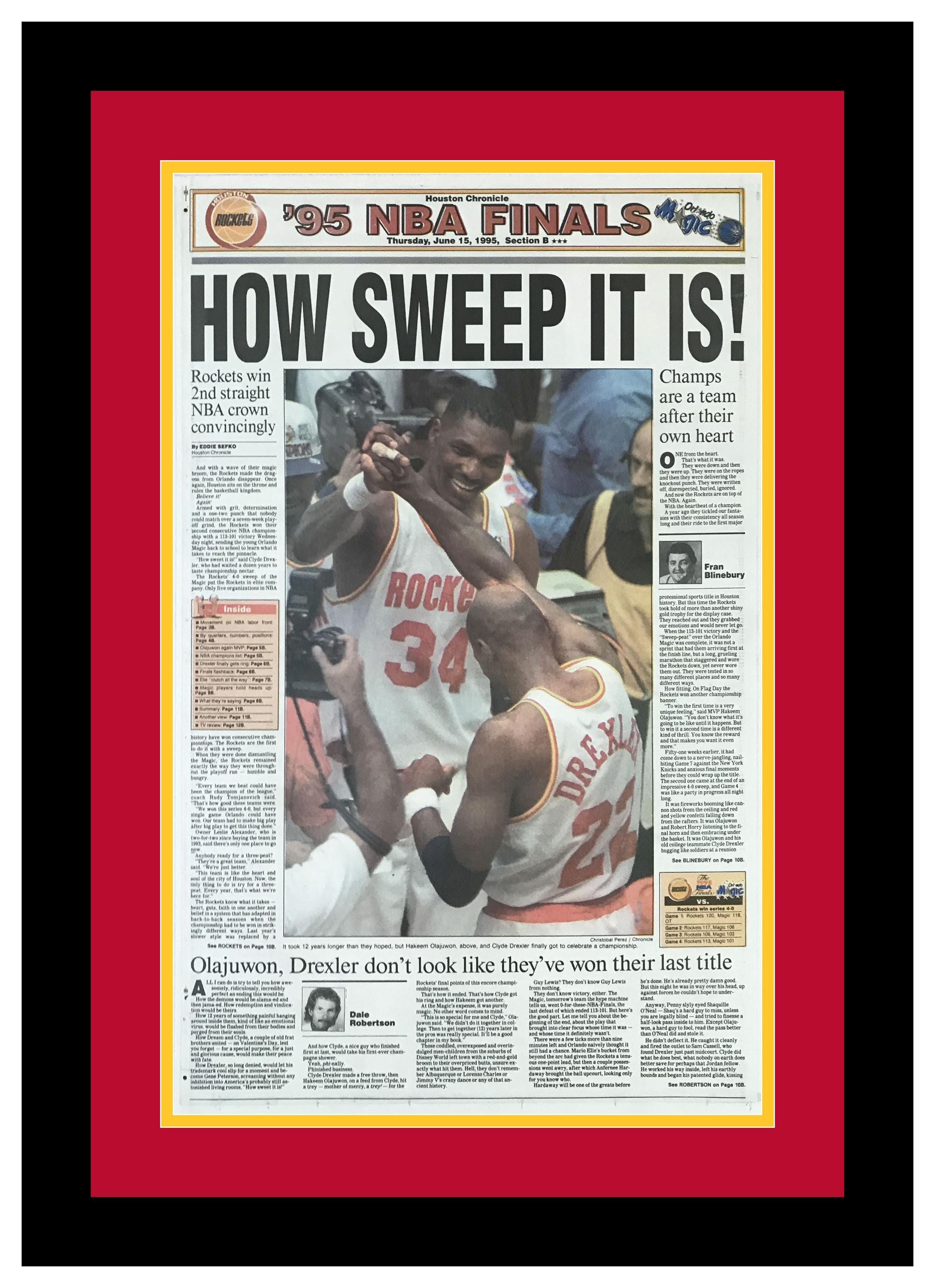Houston Rockets - 1995 NBA Title - Houston Chronicle Newspaper