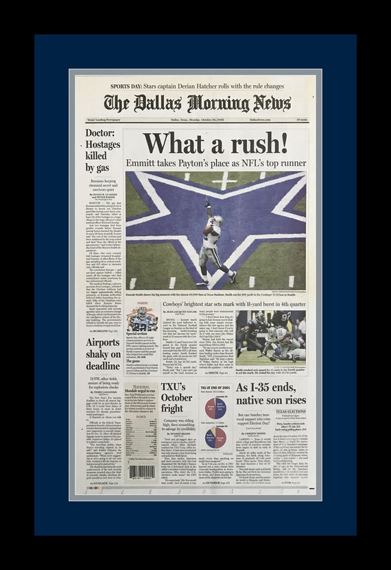 Dallas Cowboys / Emmitt Smith NFL Rushing Record Dallas Etsy