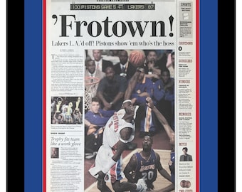 Detroit Pistons – Mistrzowie NBA 2004 – The Detroit Free Press – „Z miasta!” – Podwójna oprawa w autentyczne barwy drużyny