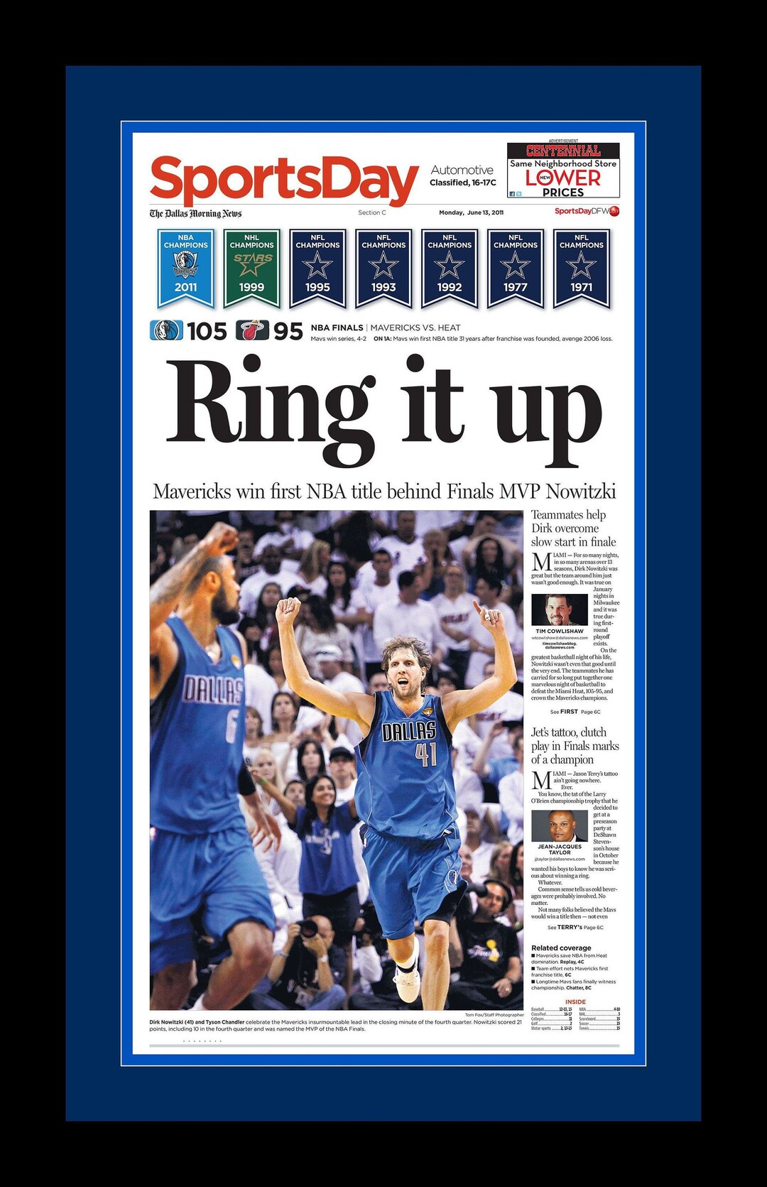 Dallas Mavericks 2011 NBA Championship CELEBRATION Commemorative 22x34  POSTER