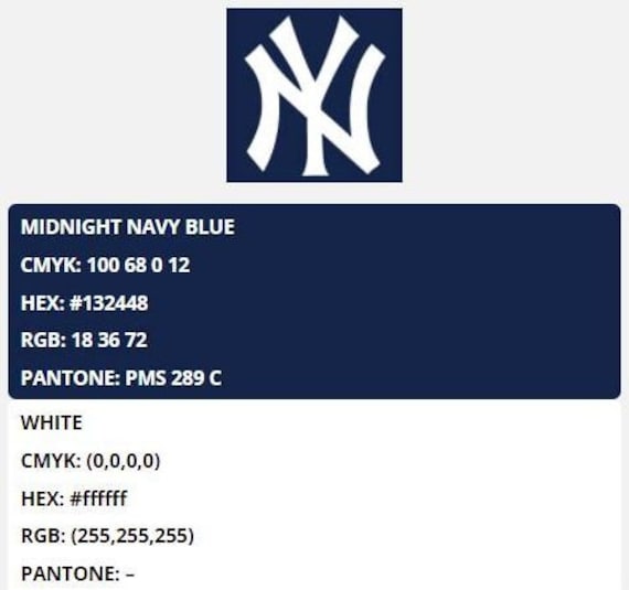 New York Yankees Color Codes Hex, RGB, and CMYK Team Color Codes