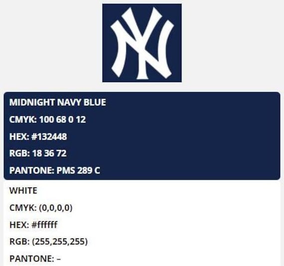 New York Yankees Color Codes Hex, RGB, and CMYK - Team Color Codes