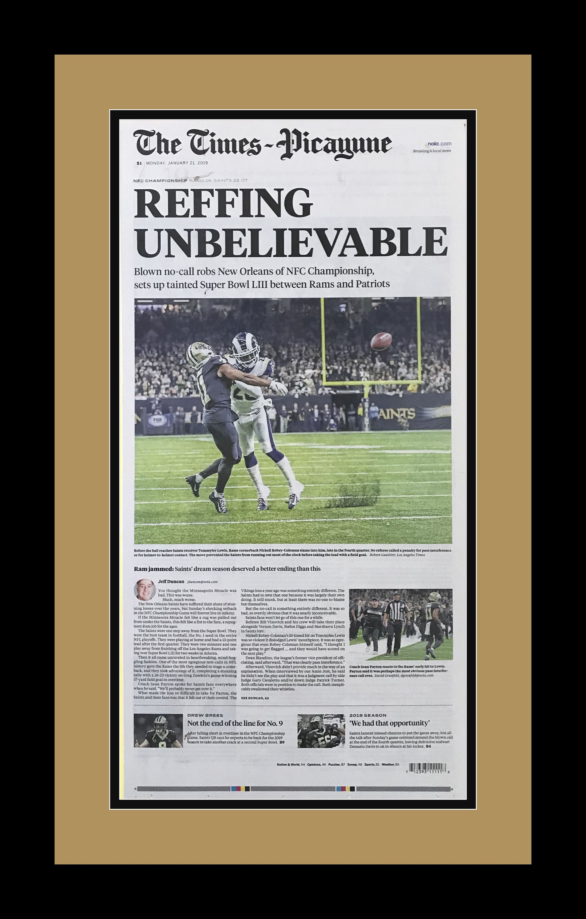 New Orleans Saints, 2019 NFC Title Game Times Picayune Newspaper