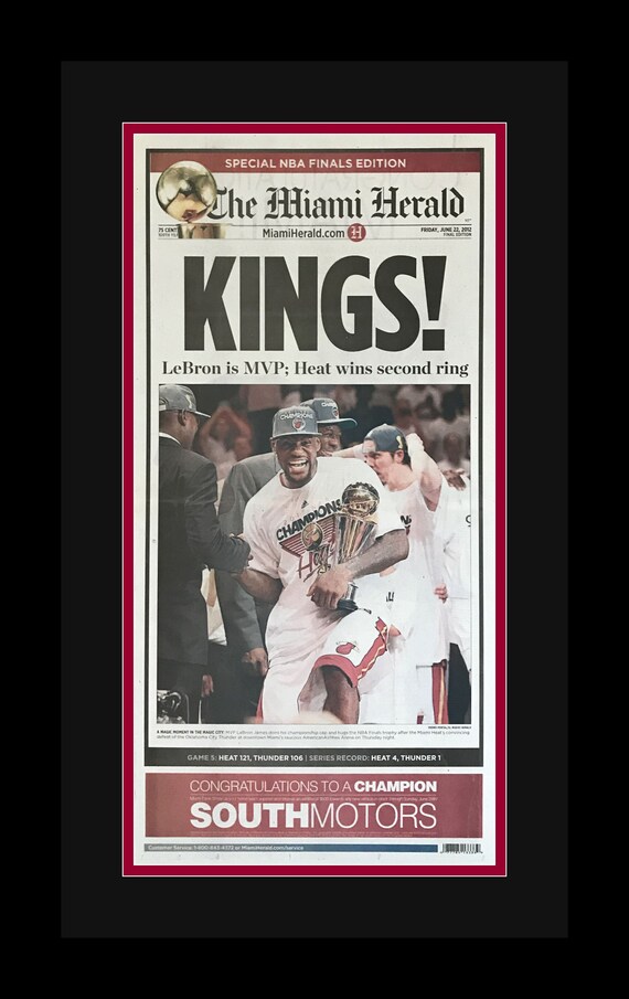 Miami Heat Campeones de la NBA 2012 Peri dico Miami Herald REYES
