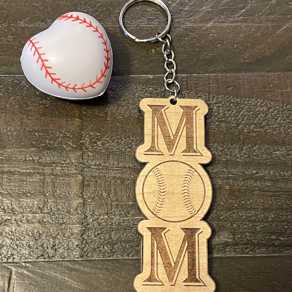 Keychains, Wood Engraved Keychains, Baseball Keychains, Mom Keychains, Sports Mom, Baseball Mom , Mom gifts