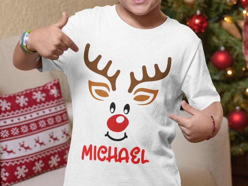 Christmas Personalized Shirt with name Reindeer Personalized Etsy