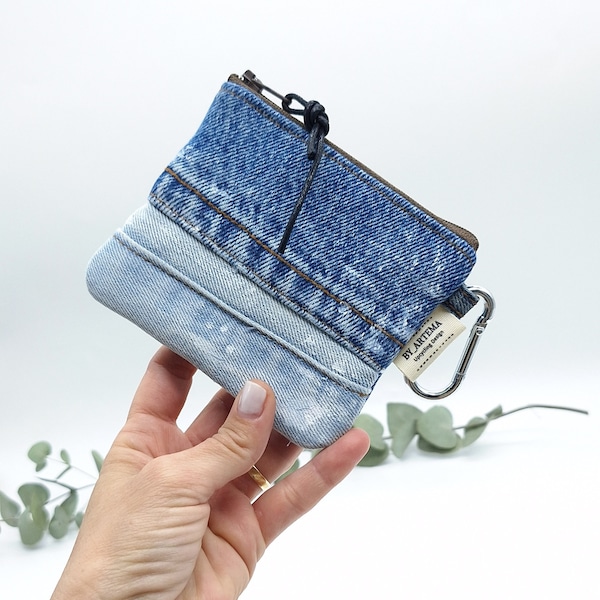 Upcycling wallet, key chain , recycled wallet , jeans wallet , credit card holder  , reycled coin purse