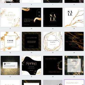 1 Month of Social Media Post, Instagram Post, Black, White and Gold ...