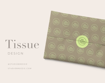 Individuelles Seidenpapier-Musterdesign, Verpackungsgrafik mit Markenlogo, druckfertige digitale Datei