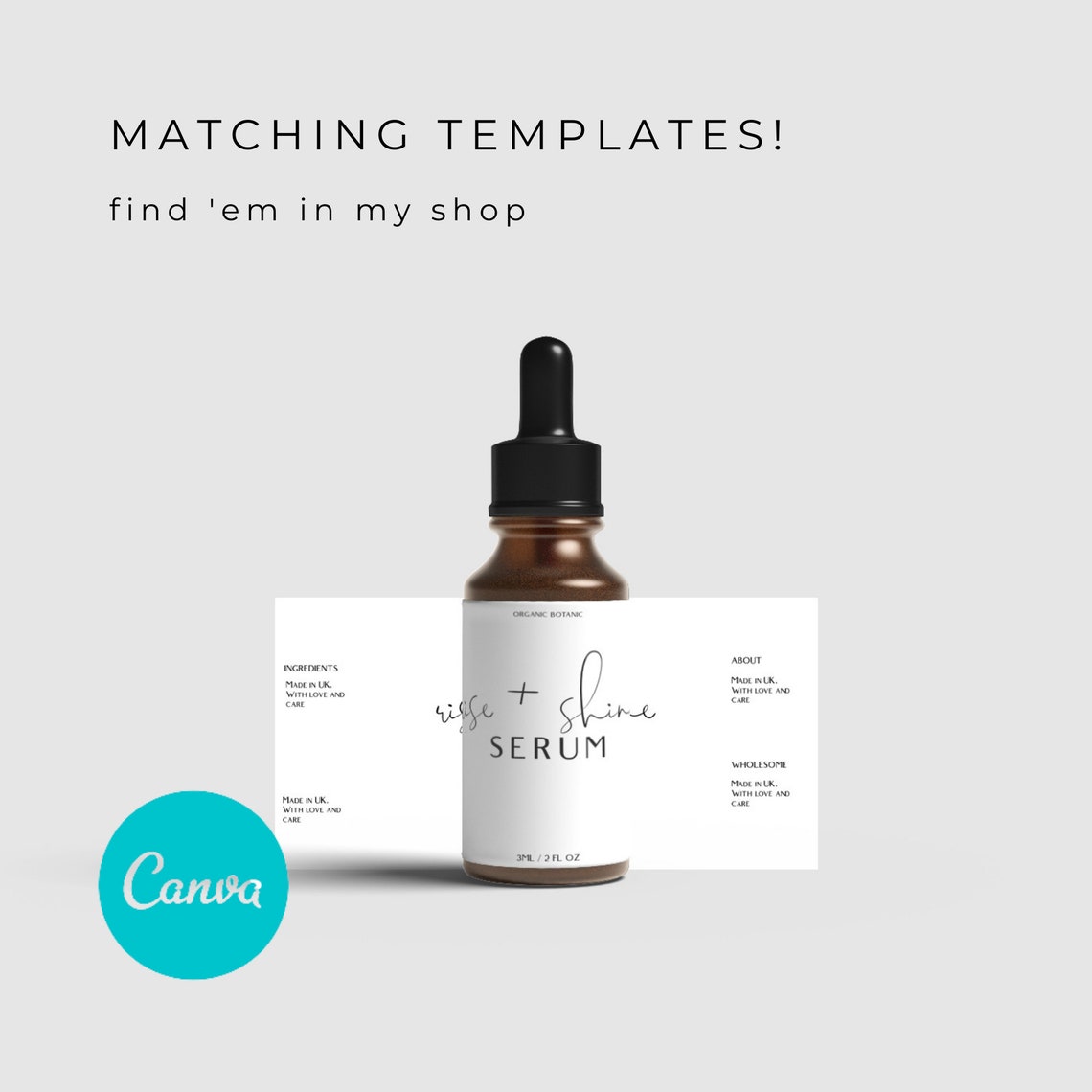 Soap Label Template, Wrap Around Label, Personalize Logo Dropper