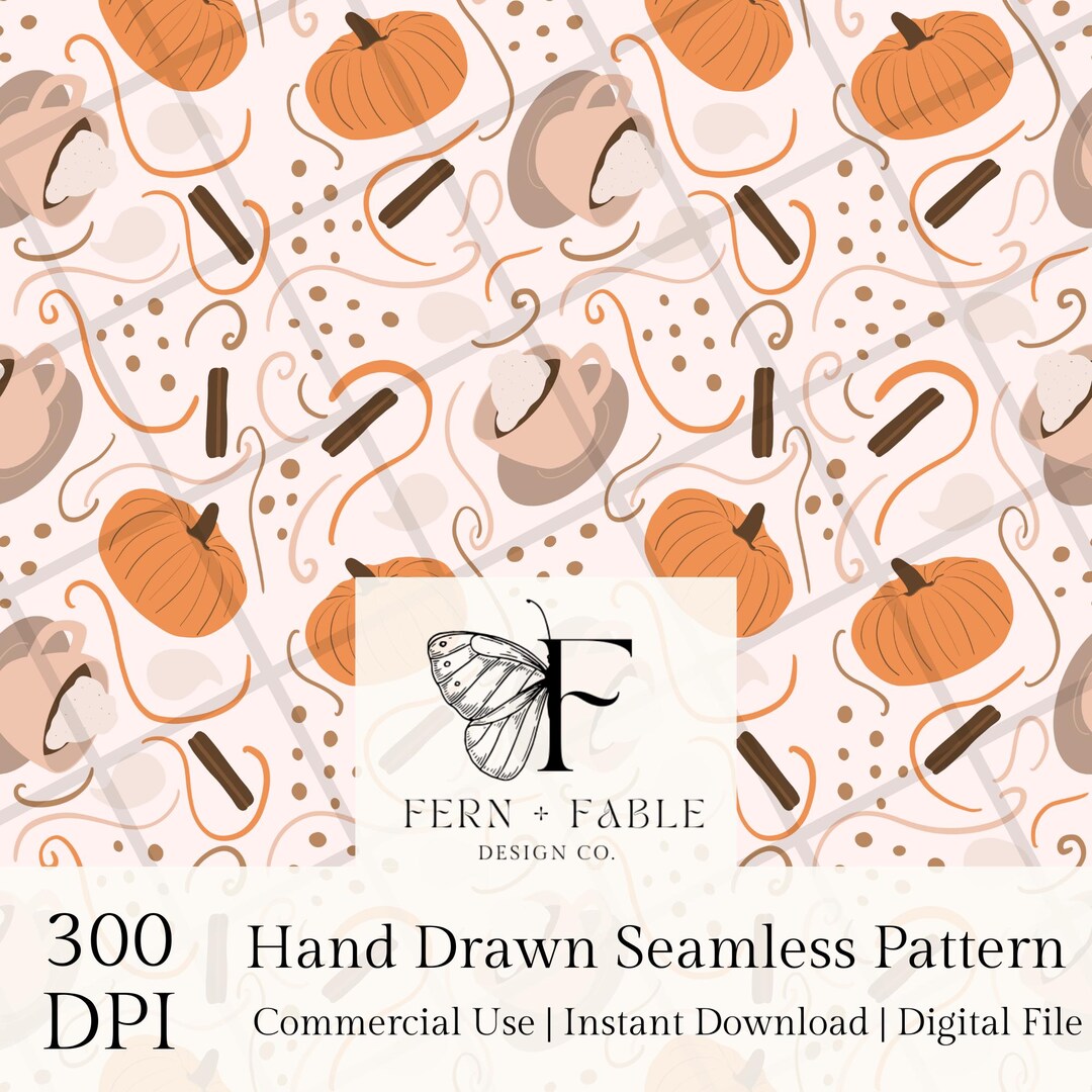 Pumpkin Spice Seamless Pattern PNG for Fall Fabric, Scrapbook Paper ...