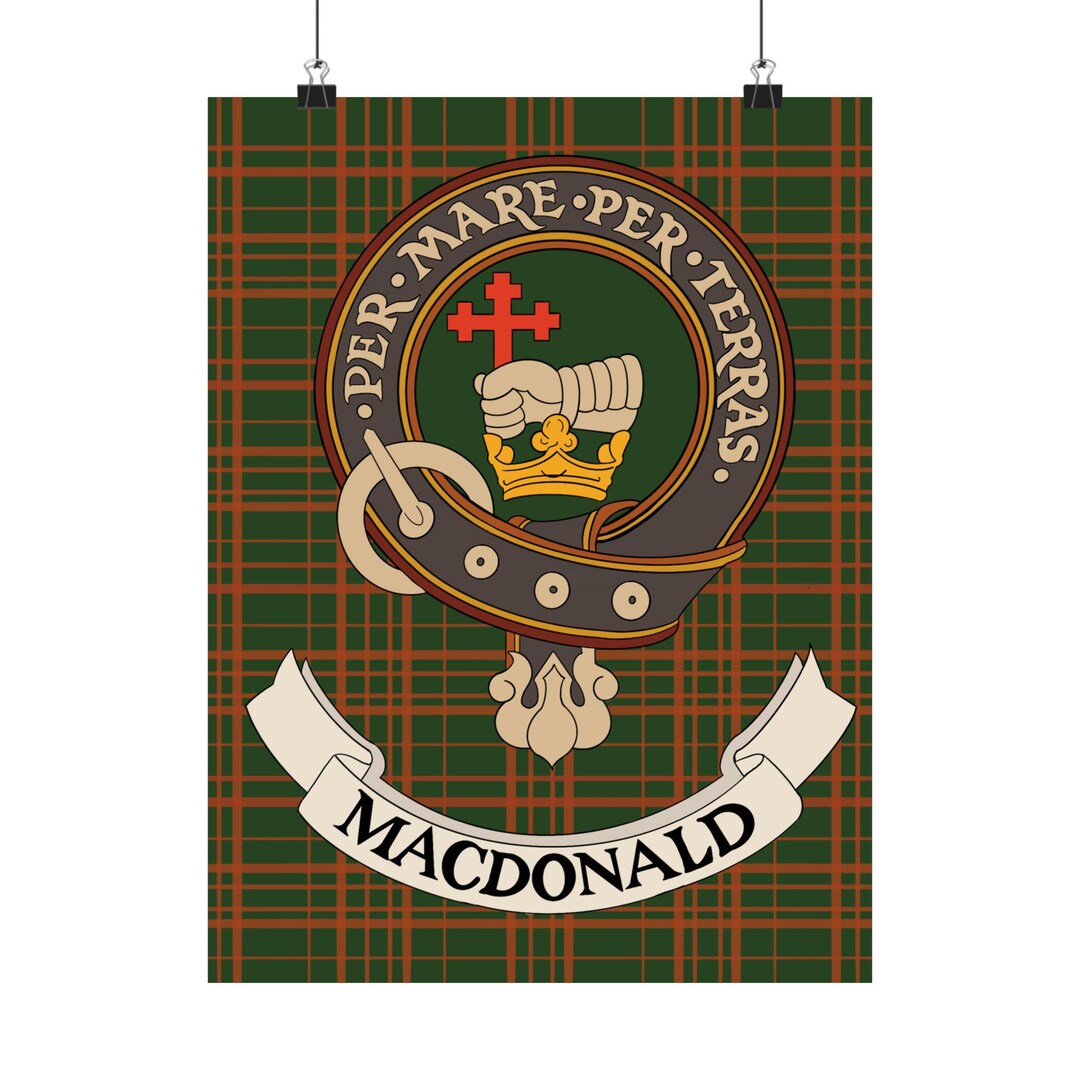 Macdonald Clan Crest Poster | Scottish Tartan Wall Art | Celtic Family ...