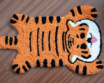 Cute Tiger Punch Needle Embroidery Rug Kit for Beginners - Big Cat
