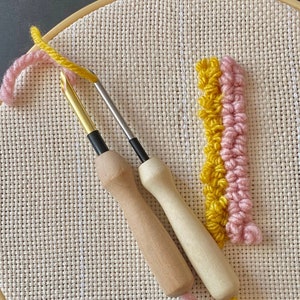 Punch Needle Embroidery Tool Set, Beginner Rug Hooking Set, Wood Handles Large and Small Needles image 4