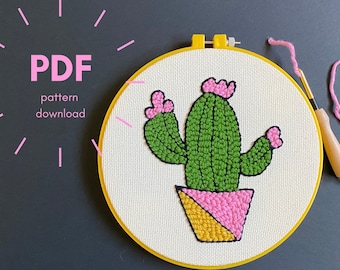 Cactus Punch naald borduurpatroon | Afdrukbare sjabloon PDF | Direct digitaal downloadcadeau | Zomerknutsel DIY