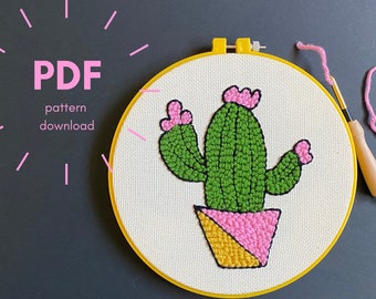 Motif de broderie à l'aiguille de cactus | Modèle imprimable PDF | Cadeau de téléchargement numérique instantané | Bricolage estival