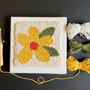 MINI BEGINNER Punch Needle Embroidery Kit | BEGINNER Craft Kit | Includes Everything You Need | Handmade Flower Woodland Aesthetic Wall Art