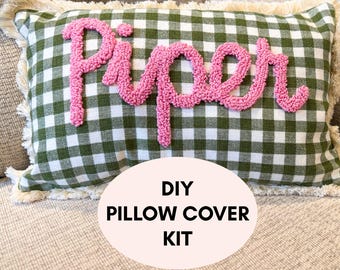 Personalized DIY Name Punch Needle Pillow Kit - Make Your Own Custom Name Pillow
