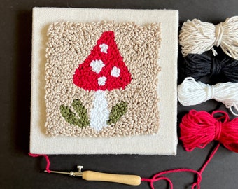 Mini Mushroom Needle Punch Kit | BEGINNER Craft Kit | Woodland Forest DIY Kit for Adults or Kids | All Inclusive Embroidery Supplies