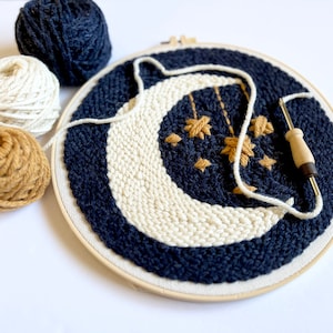 Beginner Punch Needle Embroidery DIY Kit | Celestial Moon and Stars  Needle Punching DIY Craft Kit | Mystical Astrology Gift Zodiac Lover