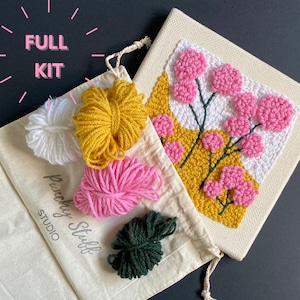Full Punch Needle Kit DIY Embroidery Supplies for Summer Floral Pattern image 1