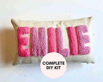 Personalized DIY Name Punch Needle Pillow Kit - Make Your Own Custom Name Pillow