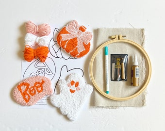 Halloween Mug Rug Punch needle kit easy for beginners