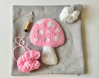 Punch Needle Pillow Cover Kit - Mushroom Home Decor
