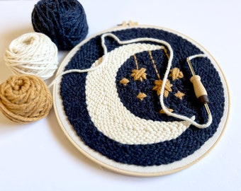 Beginner Punch Needle Embroidery DIY Kit | Celestial Moon and Stars  Needle Punching DIY Craft Kit | Mystical Astrology Gift Zodiac Lover