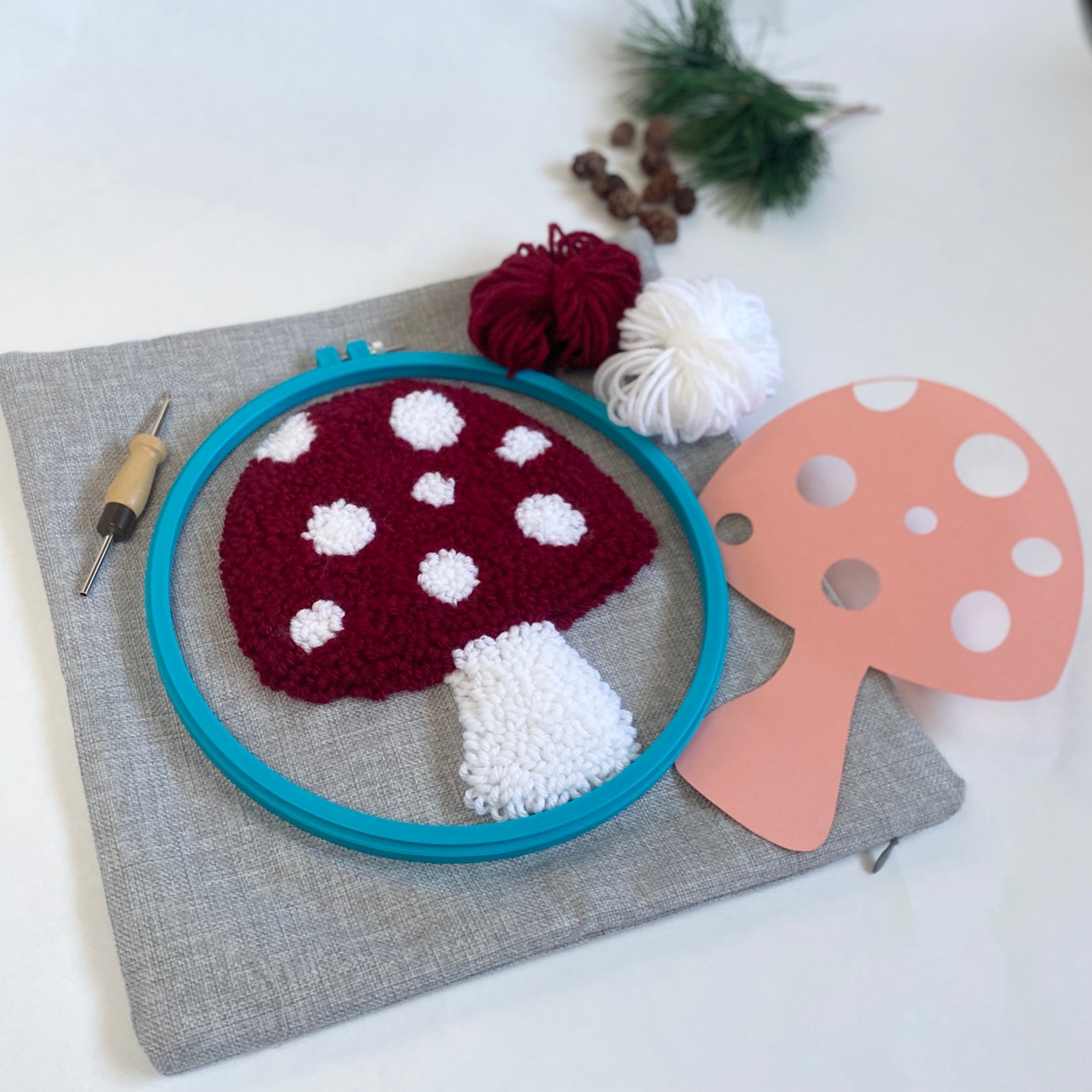 Punch Needle Pillow Kit Starter Needle Punching Throw Pillow Etsy