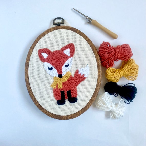 Fox Needle Punch Embroidery Kit | DIY Craft Kit |  Easy Needle Punching Kit