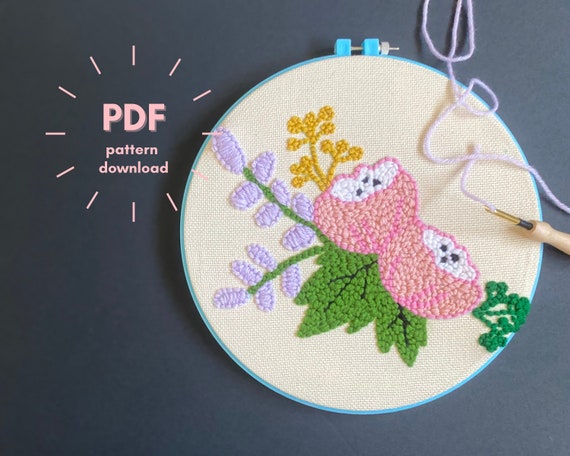 Floral Pattern Needle Punch Embroidery Design Digital Download PDF | Design Template | Instant Printable Design |