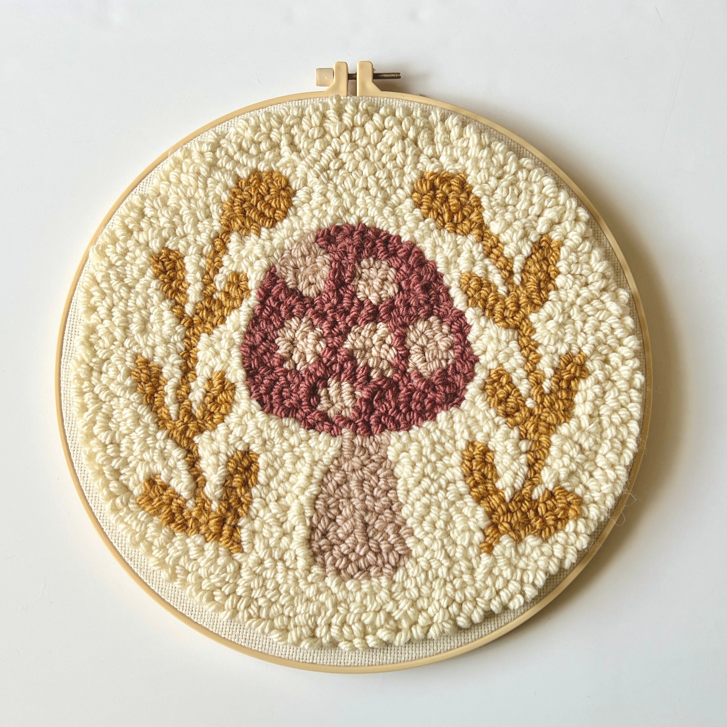 Beginner Punch Needle Embroidery Kit - Easy DIY Mushroom Toadstool Theme