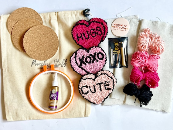Punch Needle Embroidery Mug Rug Coaster Kit | BEGINNER DIY Craft Gift Set