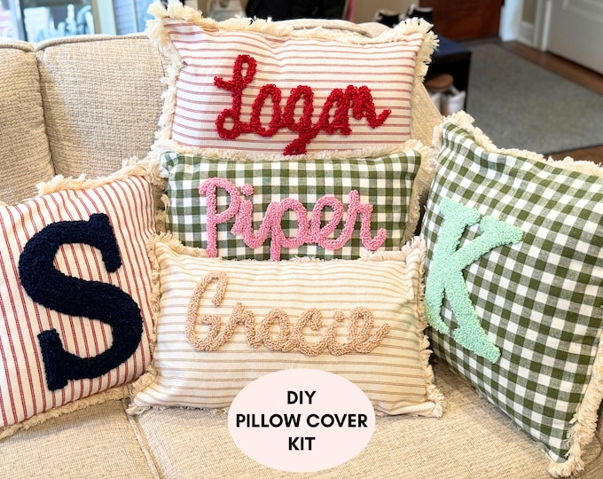 Featured listing image: Personalized DIY Name Punch Needle Pillow Kit - Make Your Own Custom Name Pillow