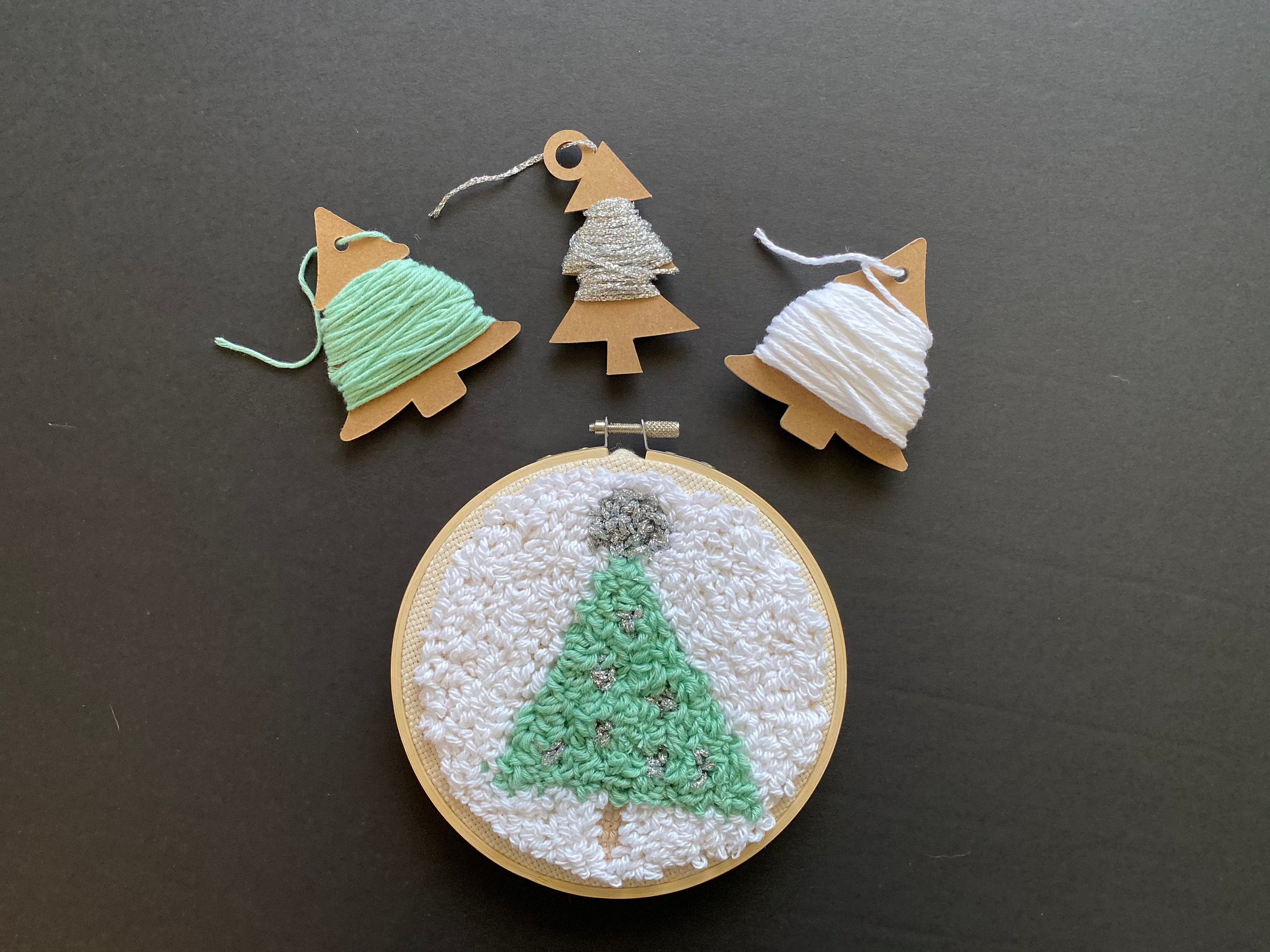 Christmas Punch Needle Embroidery Gift Kit Green Tree Wall Etsy