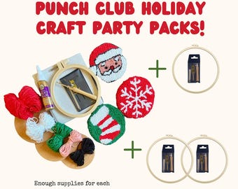Punch Needle Coaster Party Pack Kit, Easy Beginner DIY Mug RugCraft Gift Set for 1 to 3 People, Girls Craft Night Holiday Craft Party