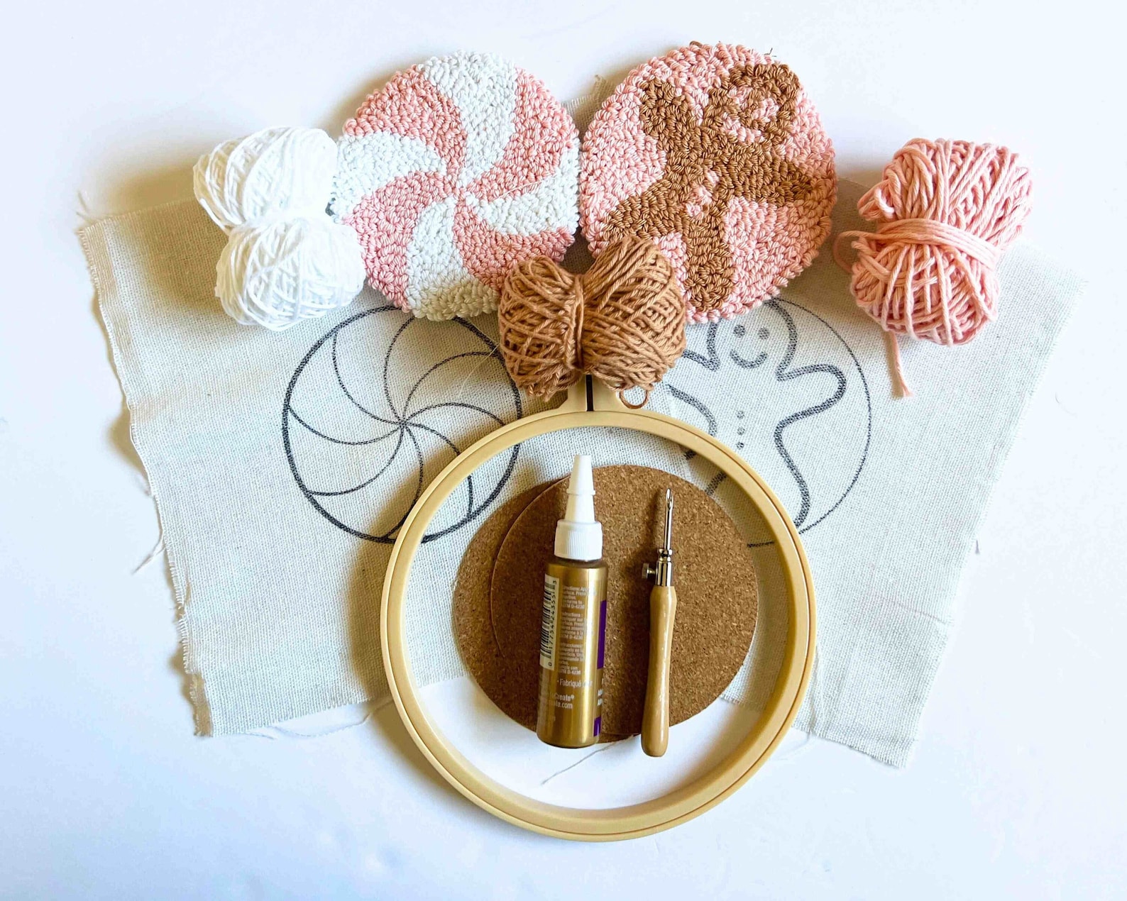 Christmas Punch Needle Coaster Kit, Christmas Holiday DIY Mug Rug Craft ...