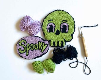 Halloween Pumpkin Mug Rug Punch needle kit easy for beginners