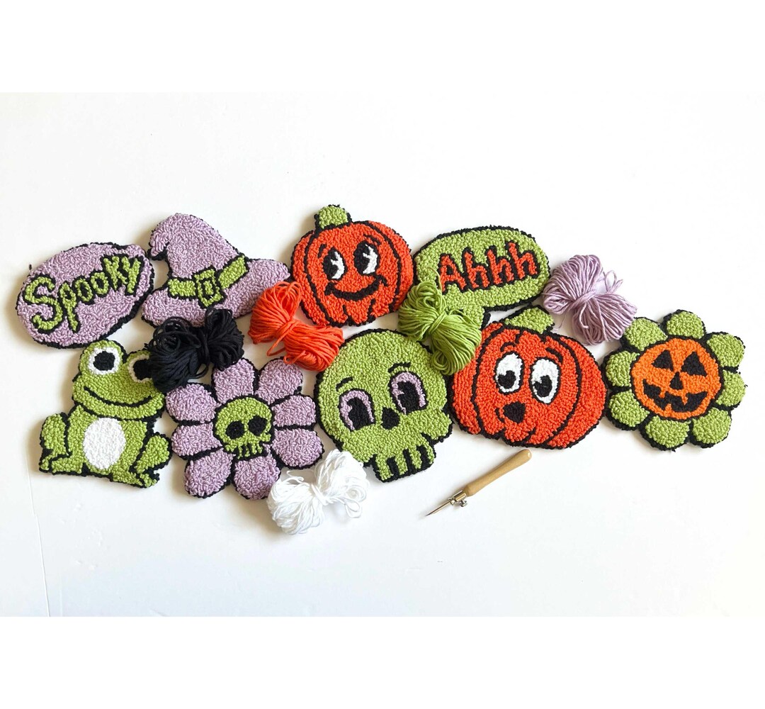 Halloween Mug Rug Coaster Punch Needle Kit, Handmade DIY Coaster Craft ...