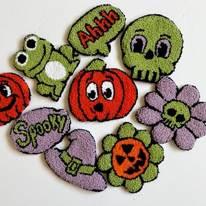 Halloween Mug Rug Coaster Punch Needle Kit, Handmade DIY Coaster Craft Gift Set, Adult Craft Kit, Pastel Halloween Needle Punching Craft Set