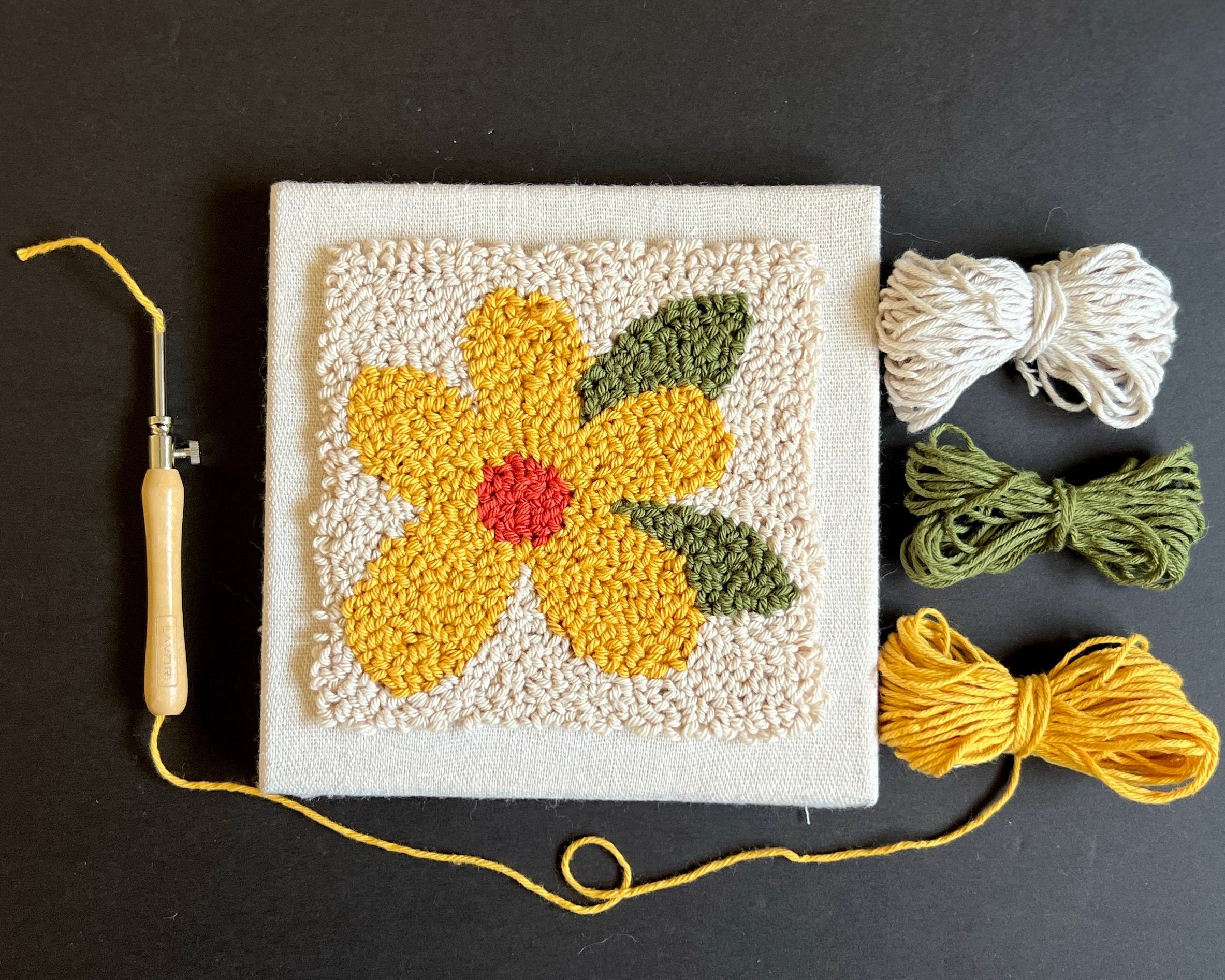 Floral Punch Needle Kit Landscape Rug Yarn Hooking Beginner Kit