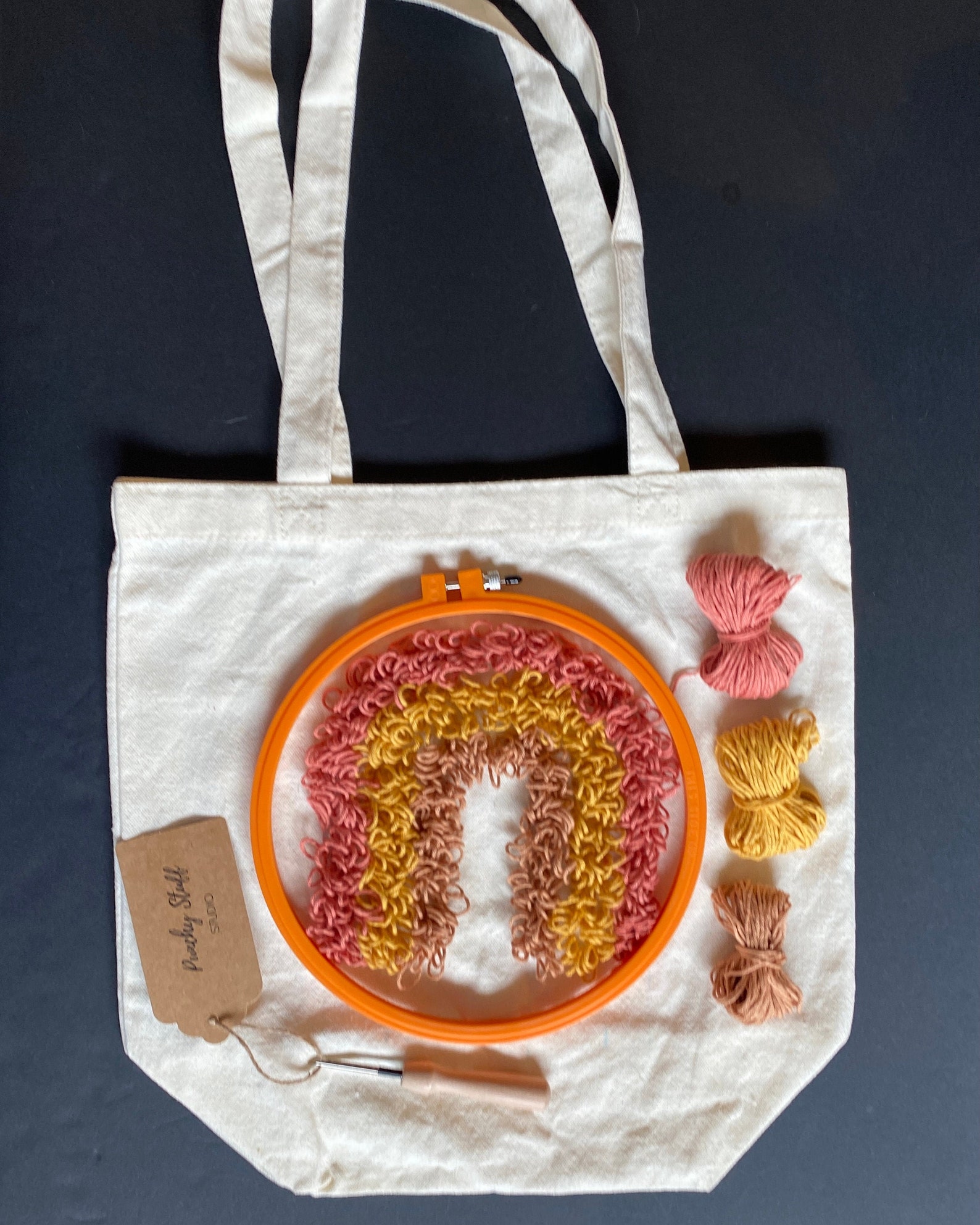Punch needle tote Bag Kit / DIY Hacer una bolsa de compras de Etsy
