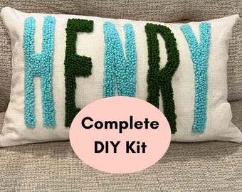 Personalized DIY Name Punch Needle Pillow Kit - Make Your Own Custom Name Pillow