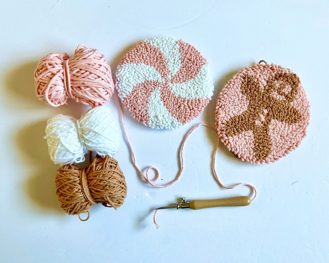 Christmas Punch Needle Coaster Kit | Christmas Holiday DIY Mug Rug ...