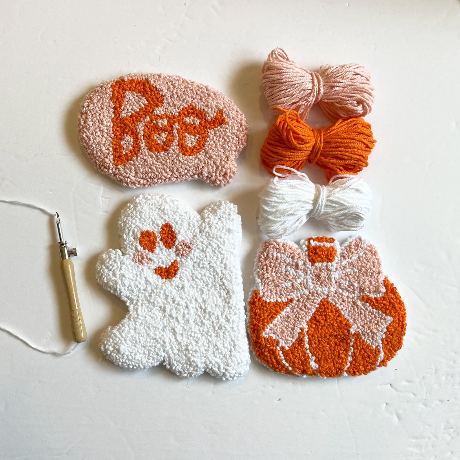 Halloween Mug Rug Punch Needle Kit, BEGINNER DIY Coaster Craft Gift Set ...